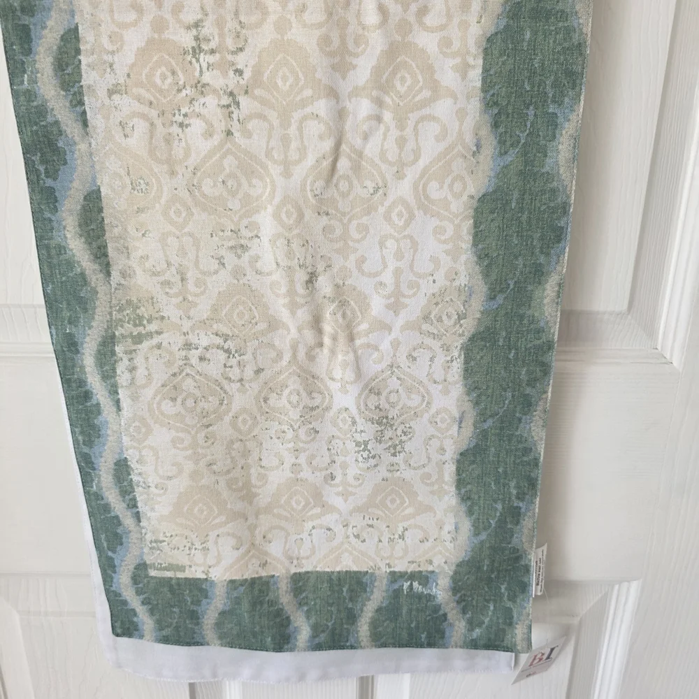 Chic Green and Cream Table Runner New